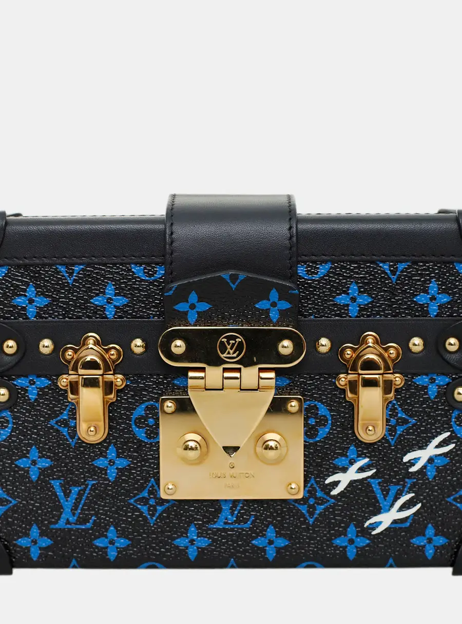 Louis Vuitton Petite Malle Blue Monogram Canvas Top Handle Bag