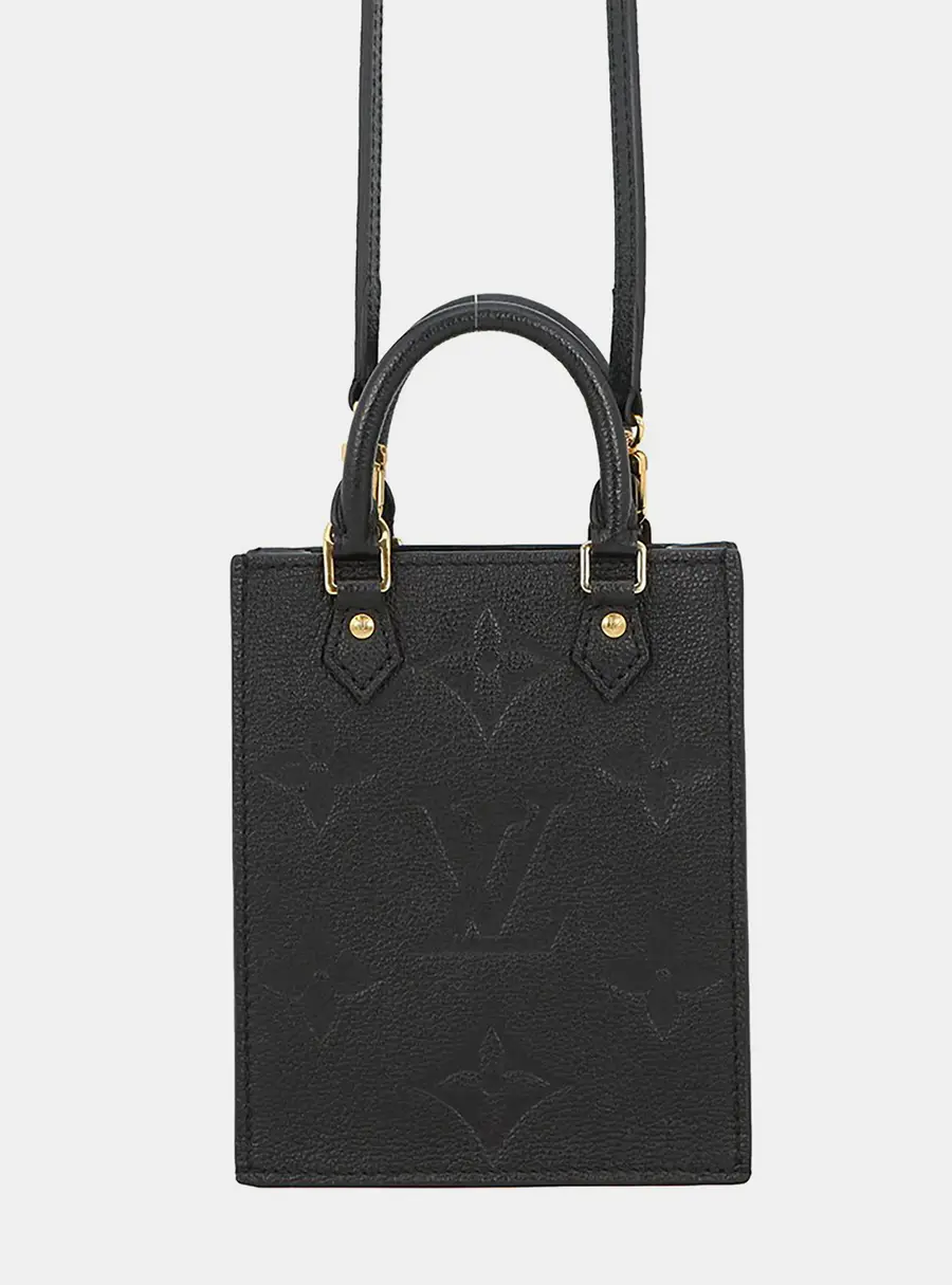Louis Vuitton Petit Sac Plat Noir Monogram Empreinte Leather Crossbody Bag