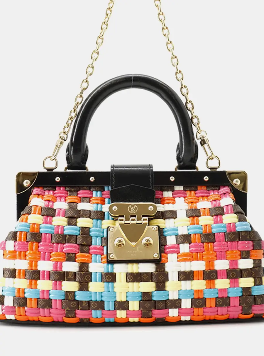 Louis Vuitton Monogram Clutch PM Multicolor Vinyl Monogram Canvas Leather Top Handle Bag