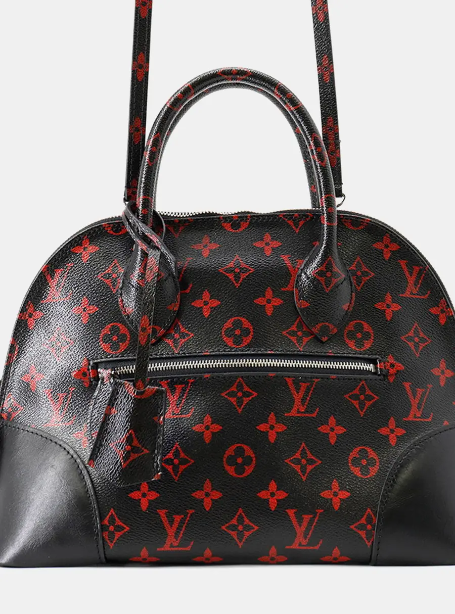 Louis Vuitton Alma PM Black Red Monogram Canvas Top Handle Bag