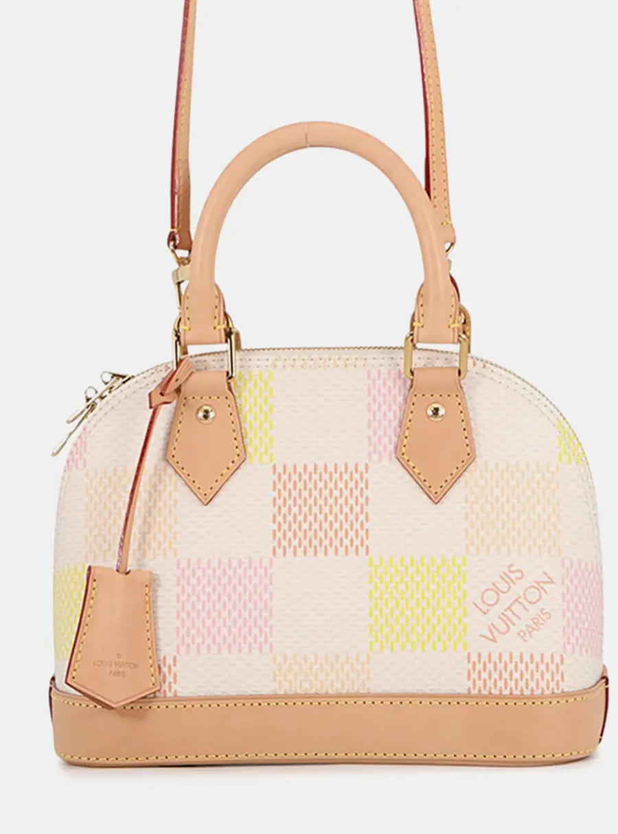 Louis Vuitton Alma BB Peach Yellow Damier Licious Canvas Top Handle Bag