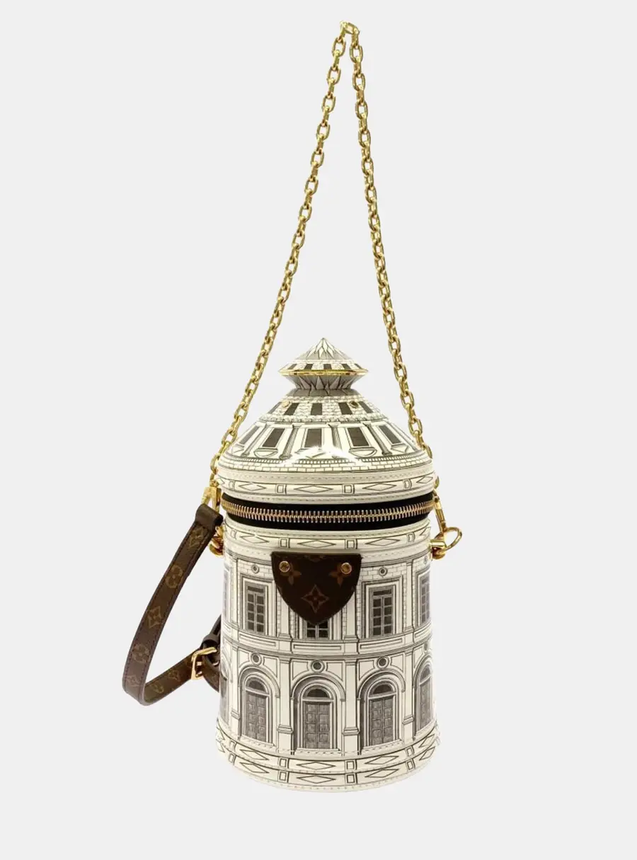 Louis Vuitton Cannes White Printed Patent Calfskin Leather Shoulder Bag