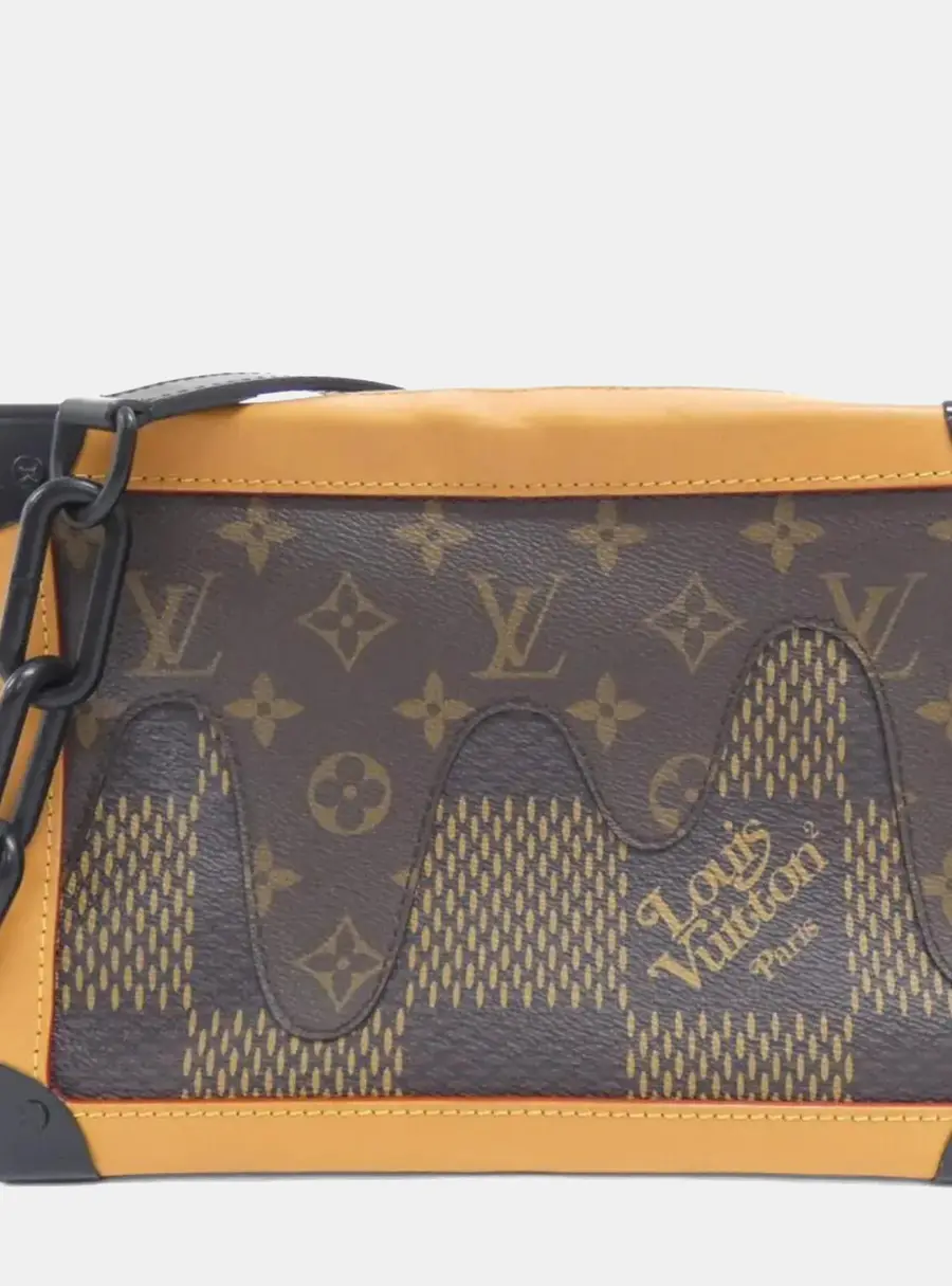 Louis Vuitton Nigo Damier Giant Brown Monogram Canvas Vachetta Leather Soft Trunk Crossbody Bag