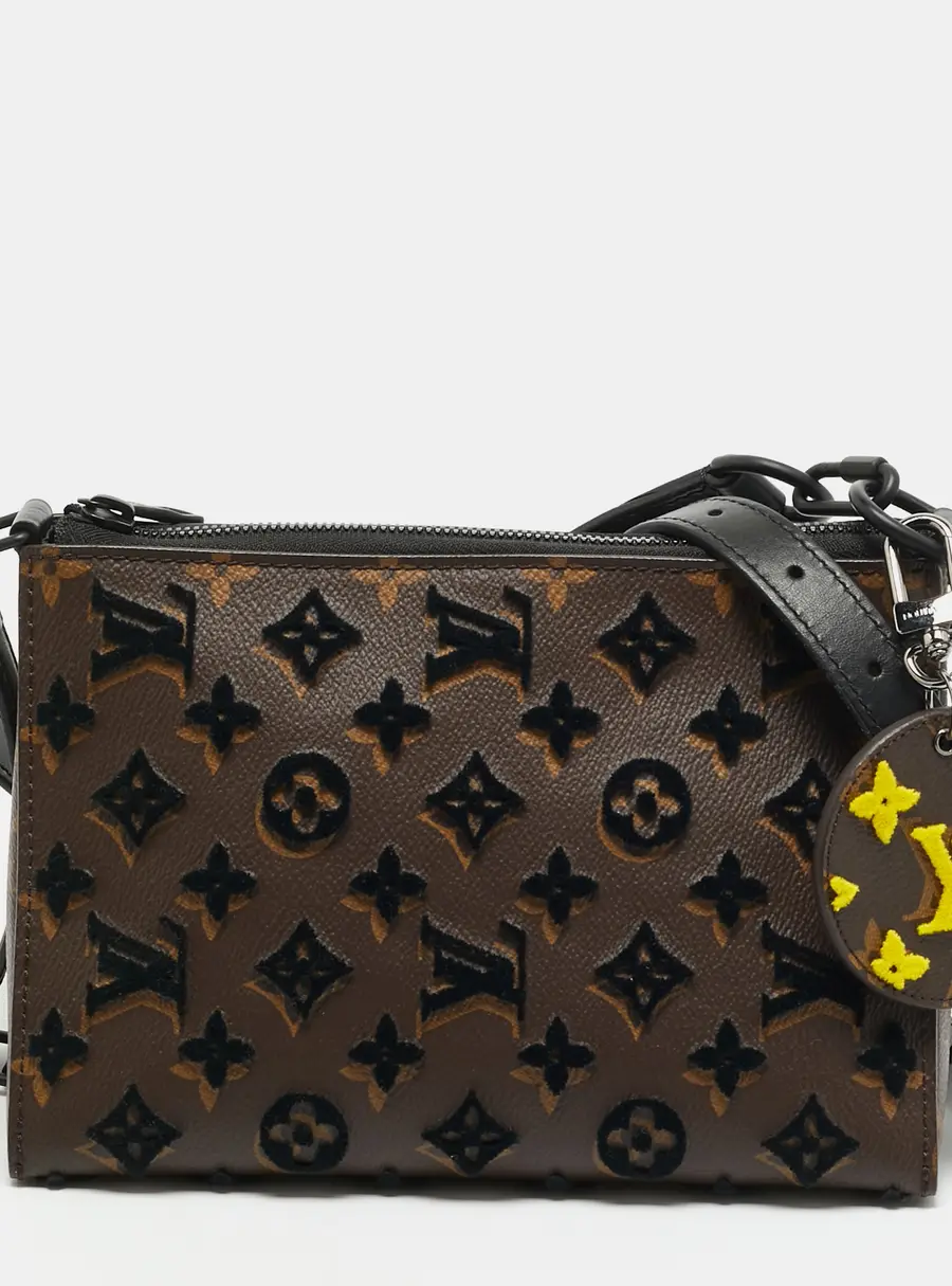Louis Vuitton Triangle Tuffetage Black Monogram Canvas and Leather Bag