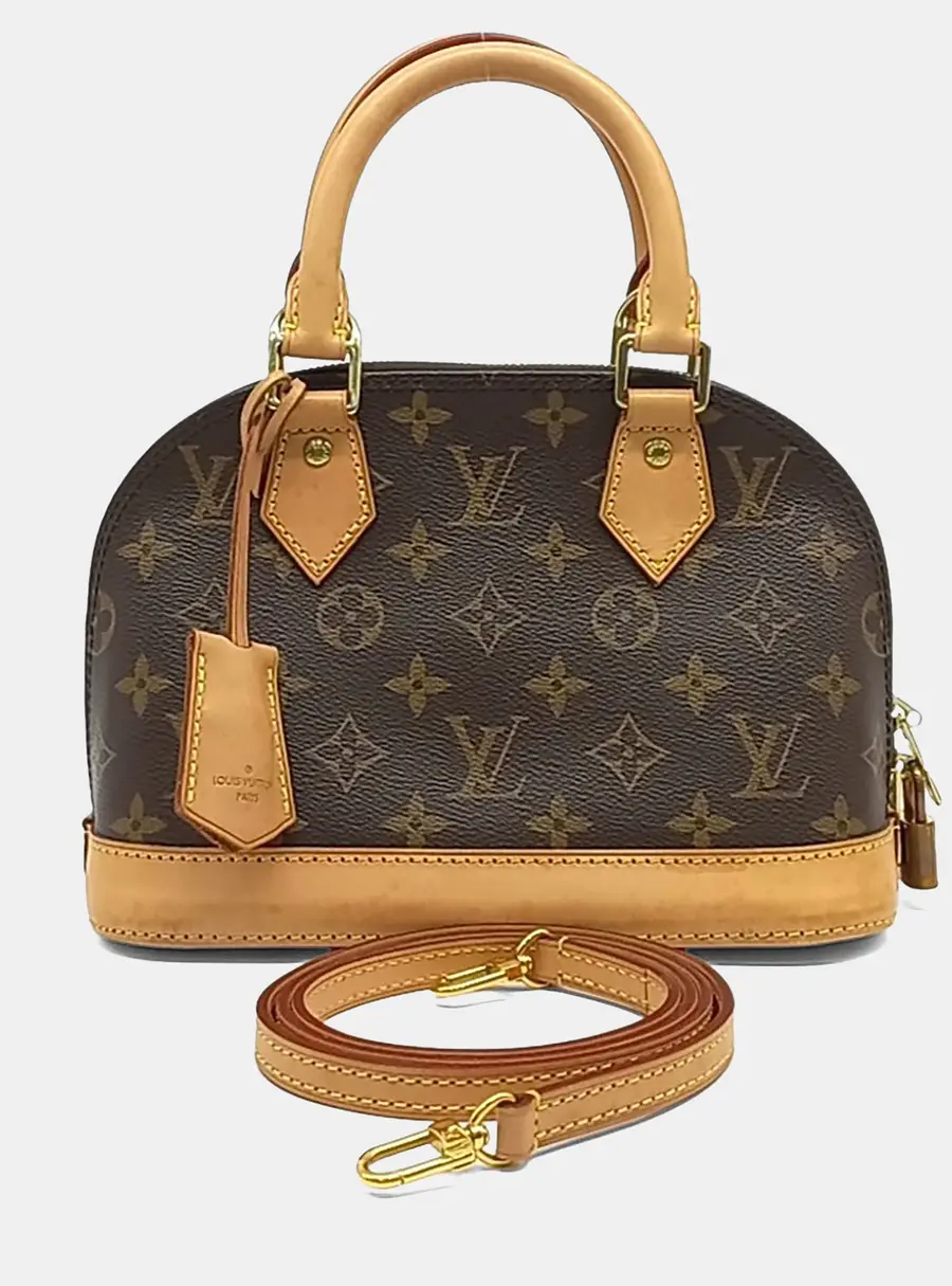 Louis Vuitton Alma BB Monogram Canvas Leather Top Handle Bag
