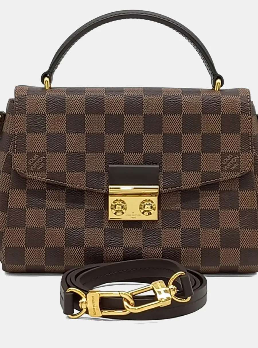 Louis Vuitton Damier Croisette  Brown Coated Canvas Top Handle Bag GHW N53000