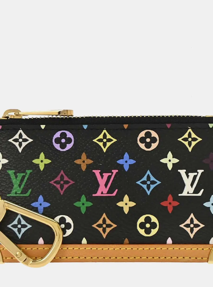 Louis Vuitton Pochette Cles Black Monogram Multicolor Canvas Coin Case Bag