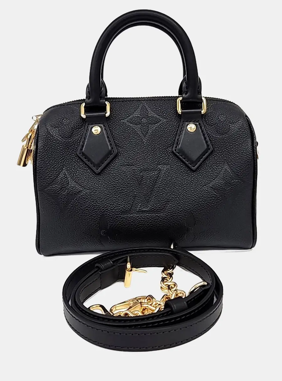 Louis Vuitton Speedy Bandouliere 20 Black Monogram Empreinte Leather Top Handle Bag