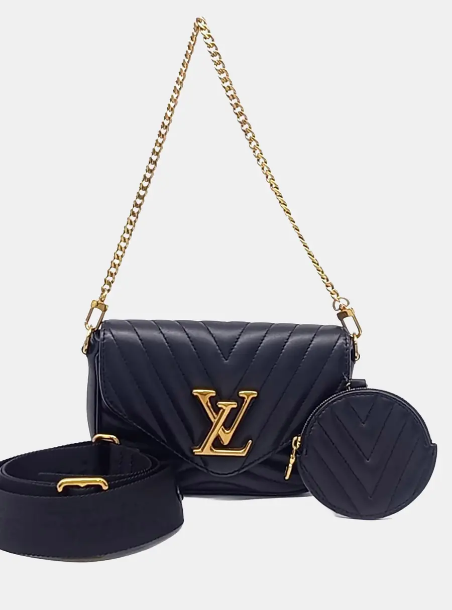 Louis Vuitton New Wave Multi Pochette MM Black Calfskin Leather Crossbody Bag