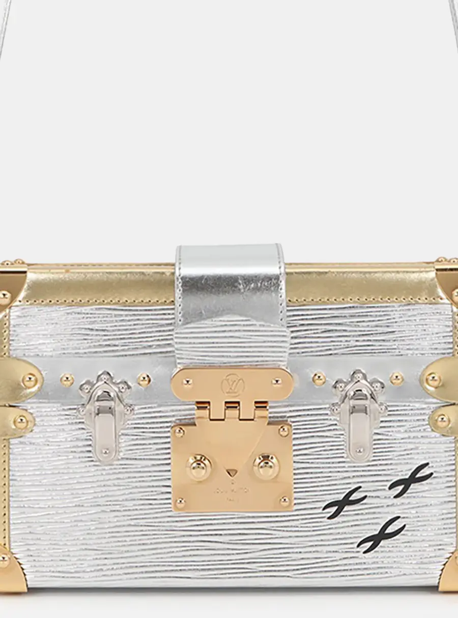 Louis Vuitton Petite Malle Silver Gold Epi Leather Crossbody Bag