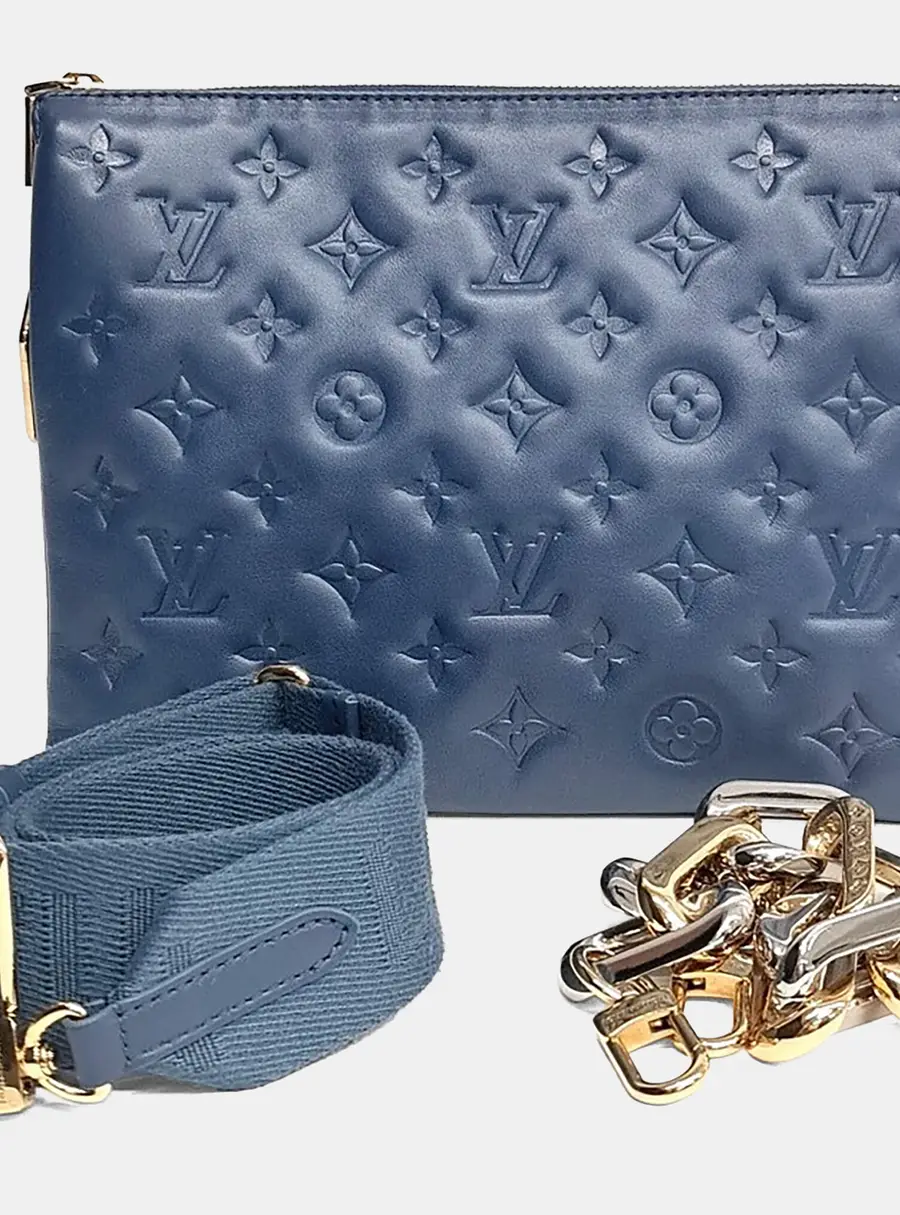 Louis Vuitton Cousin PM Blue Monogram Lambskin Leather Shoulder Bag