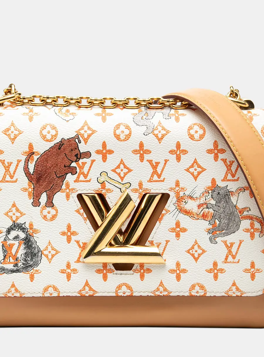 Louis Vuitton Grace Coddington Catogram Twist MM White Monogram Canvas Crossbody Bag