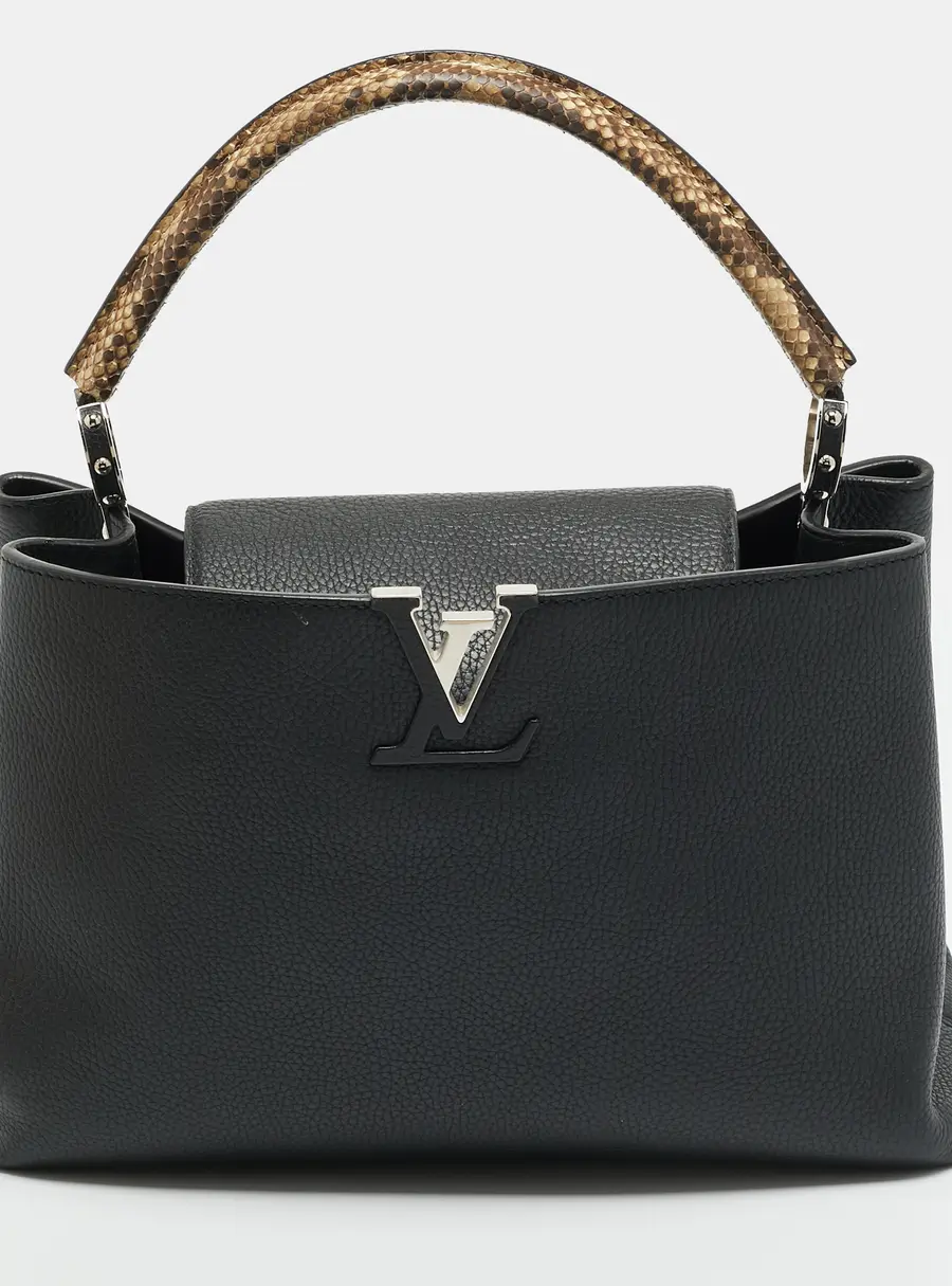 Louis Vuitton Capucines MM Black/Beige Leather and Python Bag