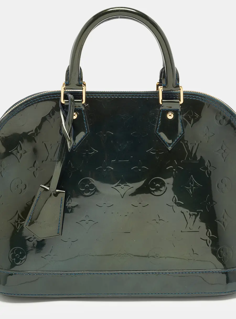 Louis Vuitton Alma Bleu Nuit PM Monogram Vernis Satchel