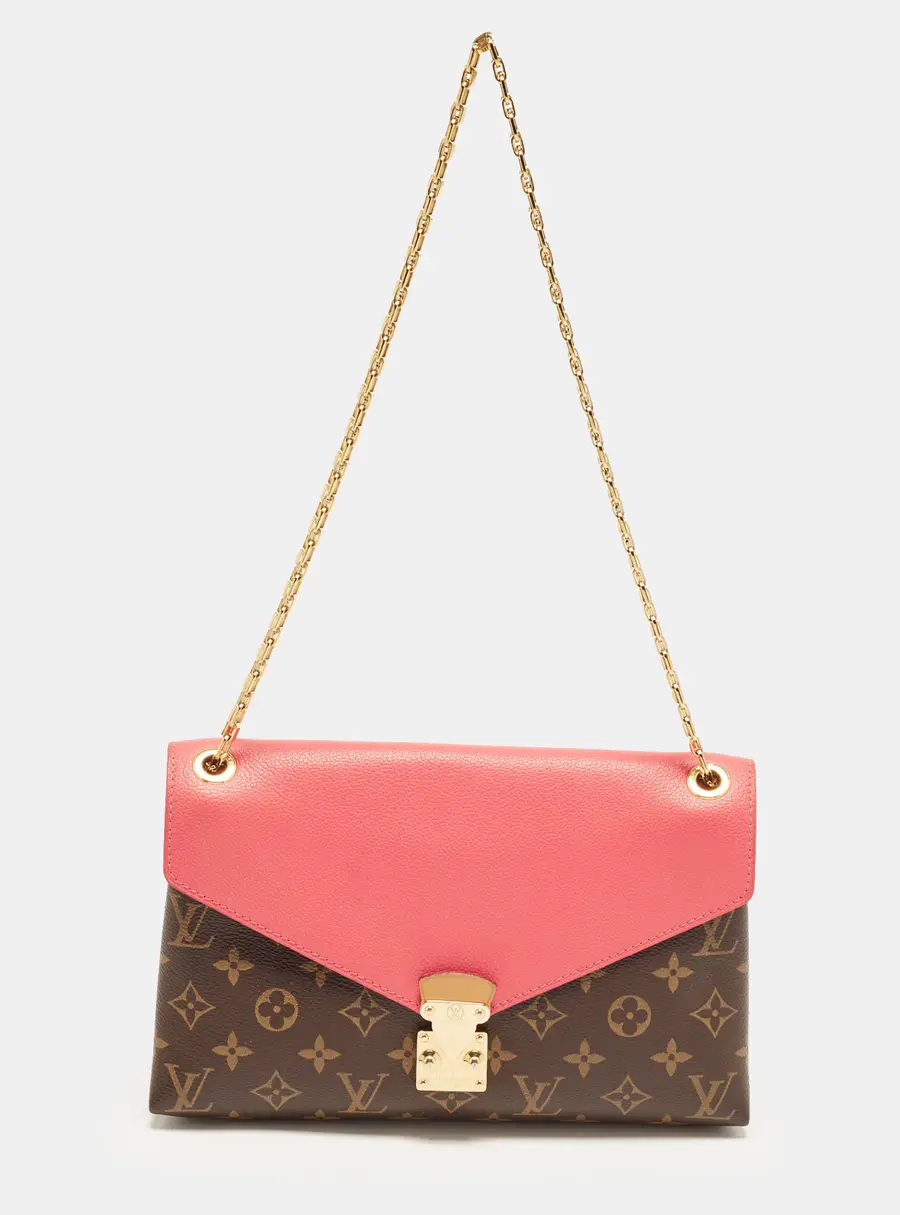 Louis Vuitton Pallas Chain Rose Litchi Monogram Canvas Bag