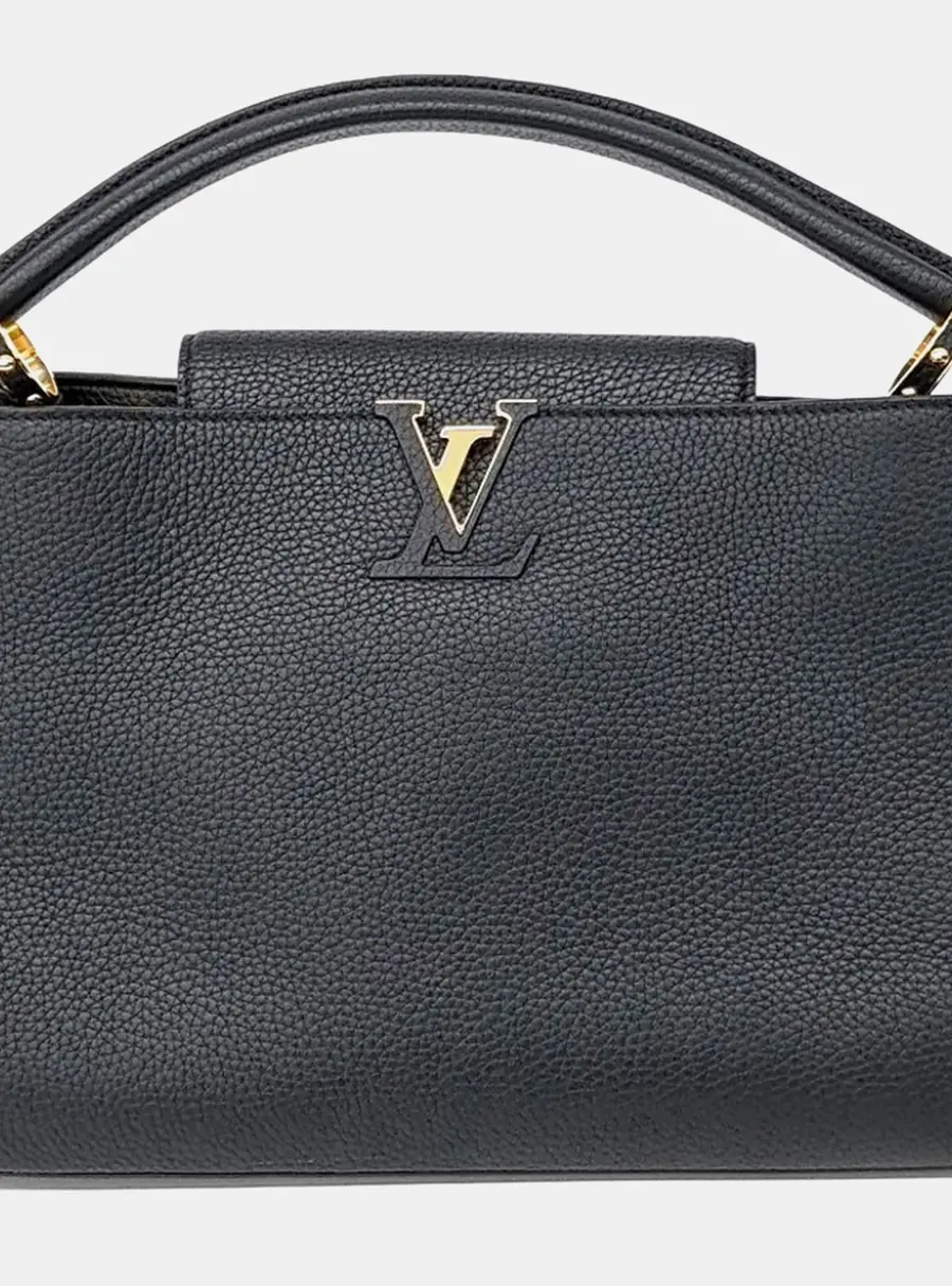 Louis Vuitton Capucines MM Black Taurillon Leather Top Handle Bag