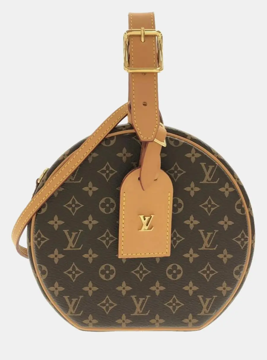 Louis Vuitton Petite Boite Chapeau Monogram Canvas Brown Vachetta Leather Shoulder Bag