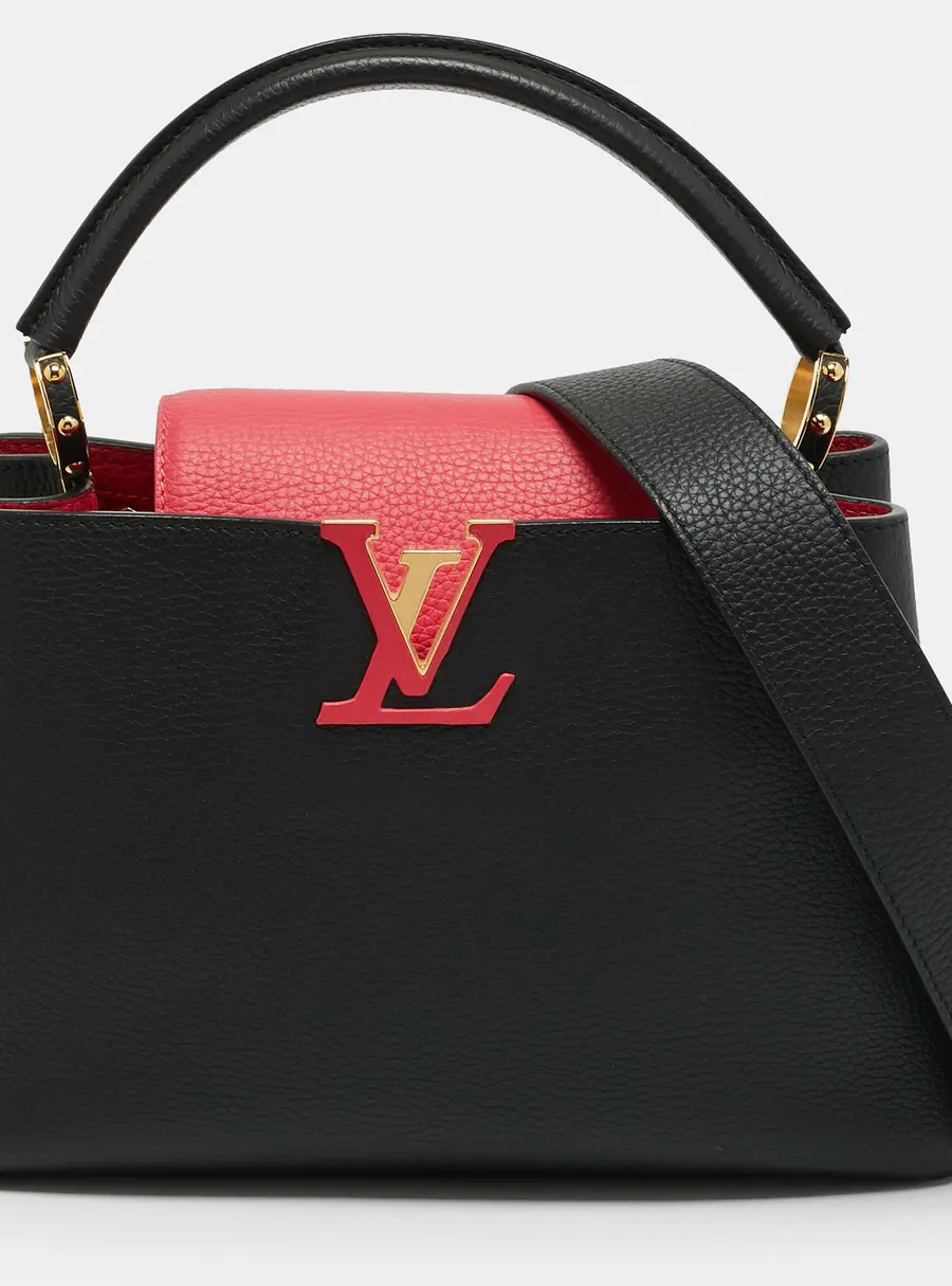 Louis Vuitton Capucines MM Black/Rose Berlingot Taurillon Leather Top Handle Bag