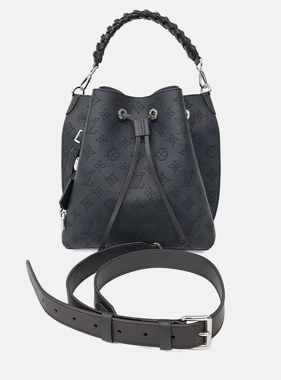 Louis Vuitton Muria Black Mahina Calfskin Leather Top Handle Bag