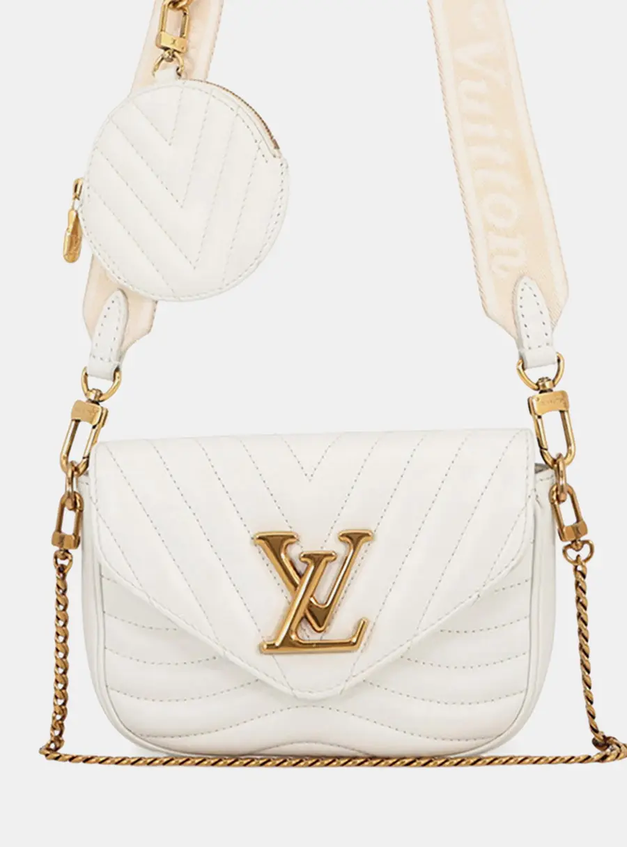 Louis Vuitton New Wave Multi Pochette MM White Quilted Calfskin Leather Crossbody Bag
