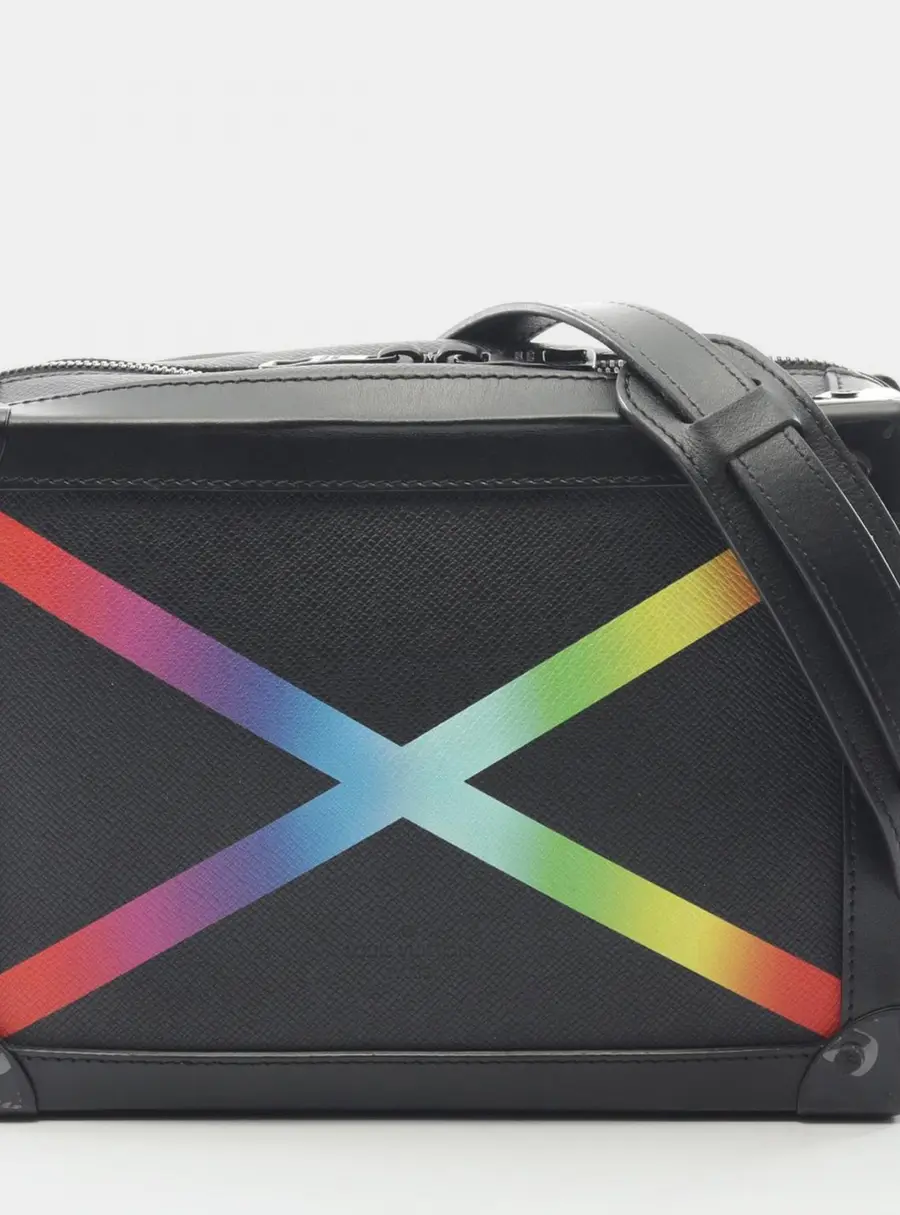 Louis Vuitton Soft Trunk Taiga Rainbow Black Calfskin Leather Shoulder Bag