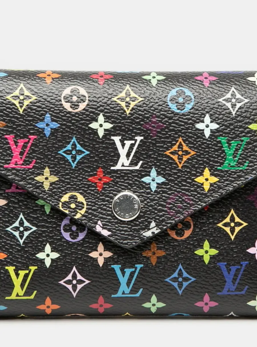 Louis Vuitton Portefeuille Victorine Black Monogram Multicolore Coated Canvas Wallet