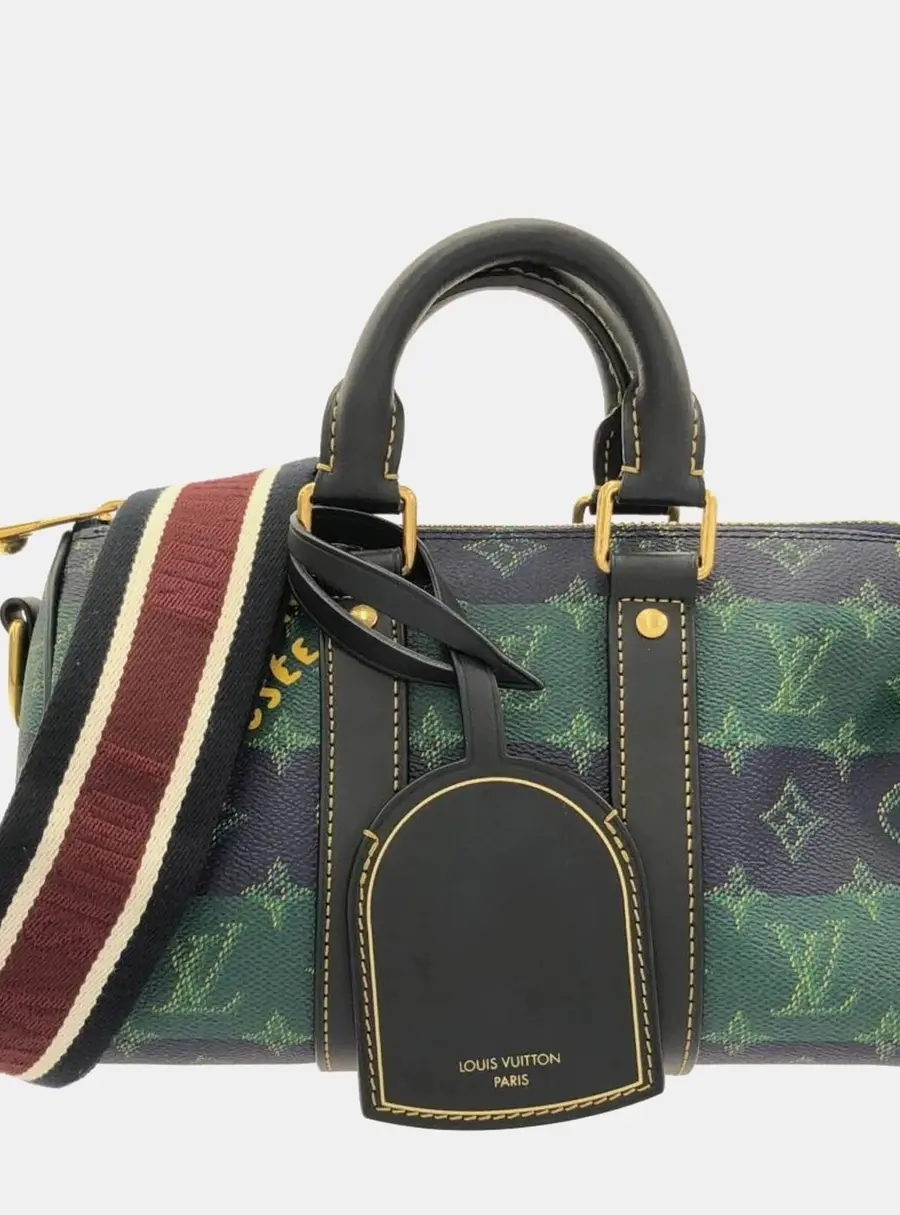 Louis Vuitton Monogram Heritage Keepall Bandouliere 25 Green Monogram Canvas Boston Bag