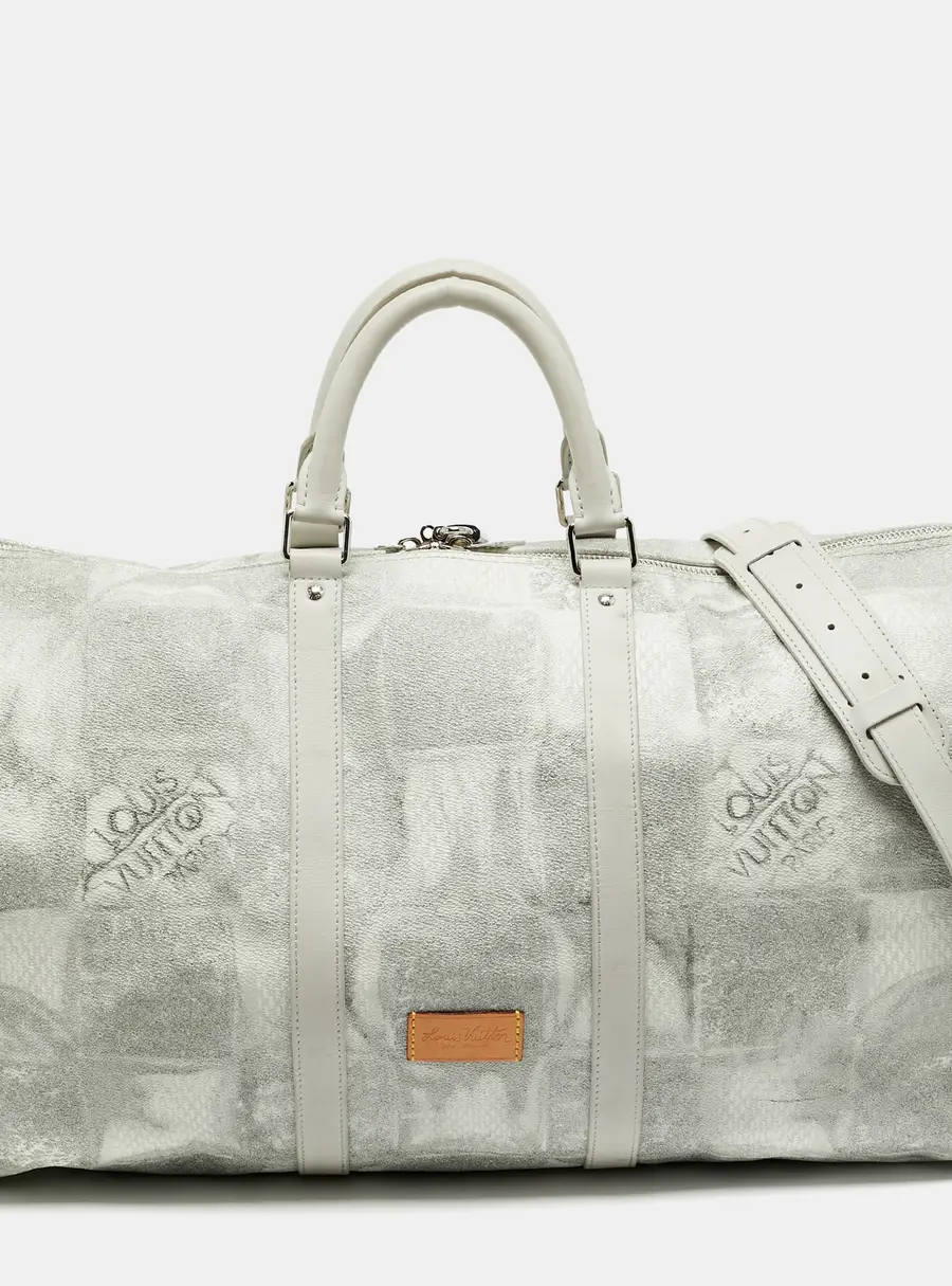 Louis Vuitton Keepall Bandoulière 50 Stone Grey Damier Salt Canvas Duffel Bag