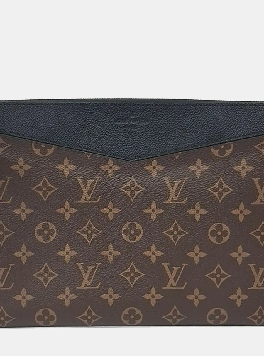 Louis Vuitton Daily Clutch GM Monogram Canvas Black Leather Pouch Bag