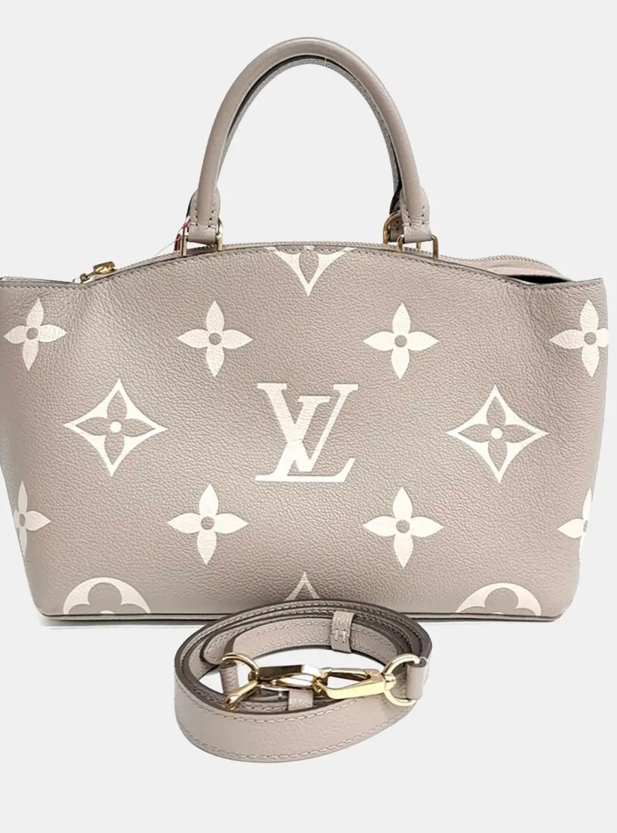 Louis Vuitton Petite Palais PM Greige Monogram Empreinte Leather Top Handle Bag