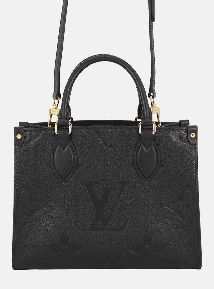Louis Vuitton Onthego PM Noir Monogram Empreinte Leather Top Handle Bag