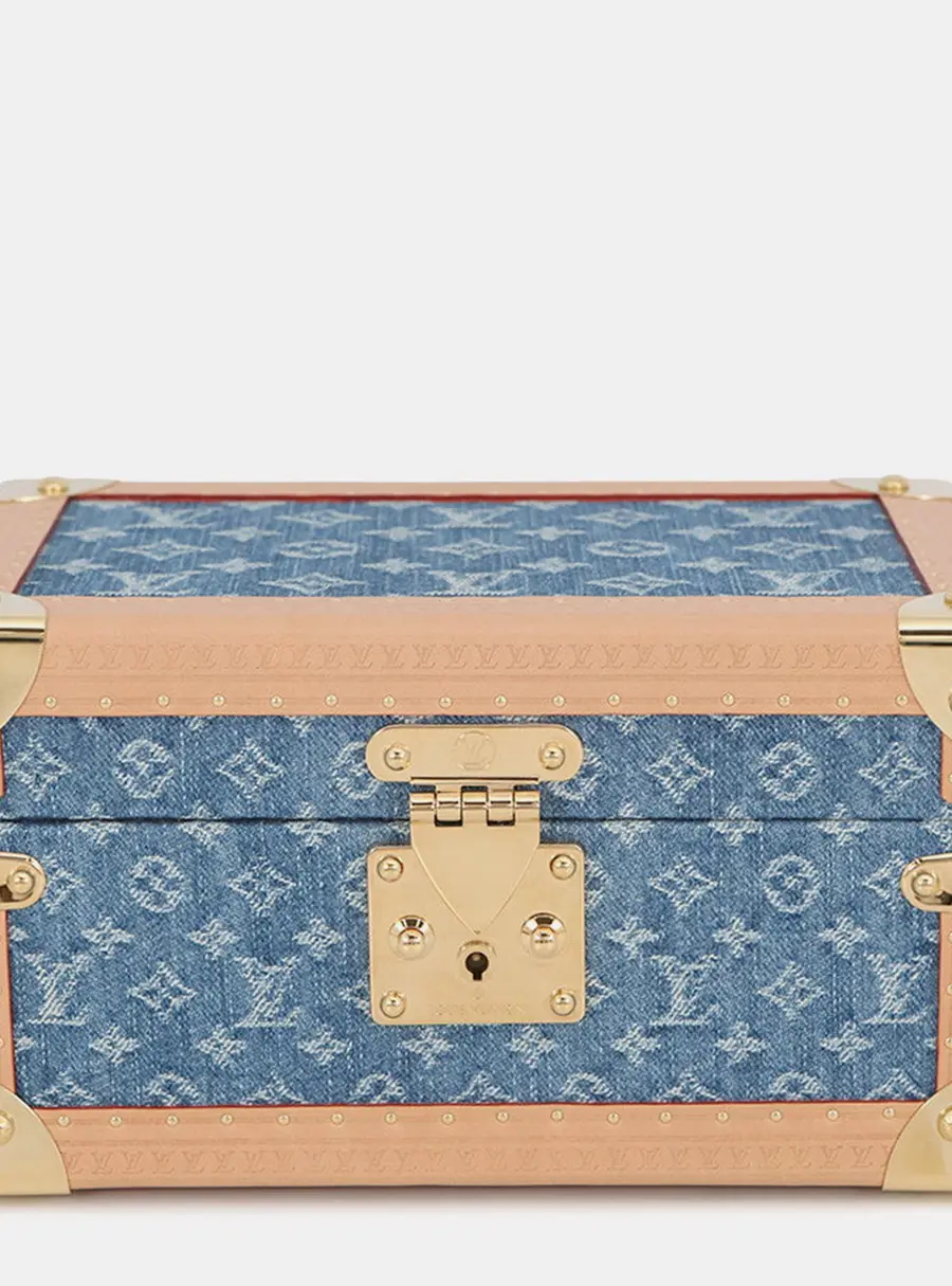 Louis Vuitton Coffret Tresor 24 Blue Monogram Denim Canvas Trunk Bag