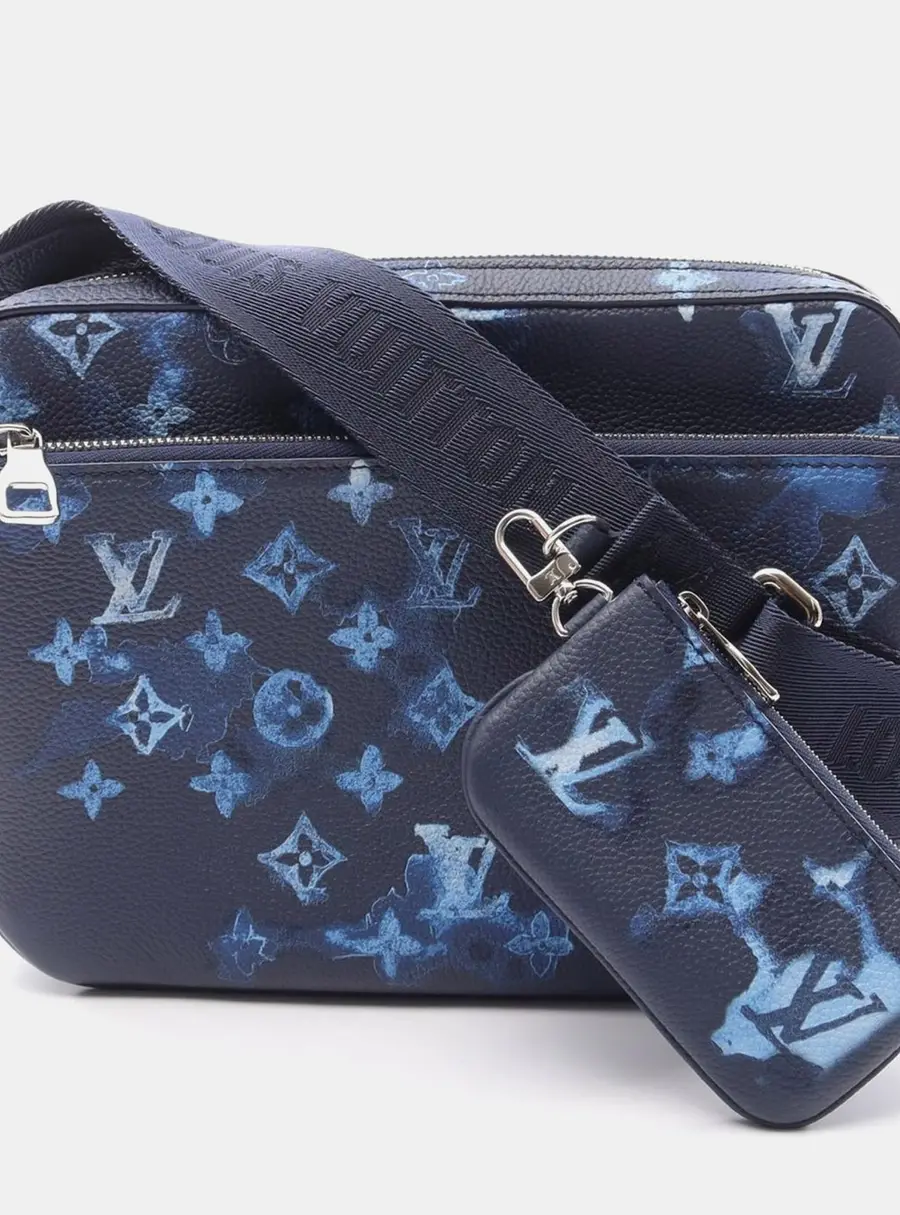 Louis Vuitton Trio Navy Blue Monogram Ink Watercolor Messenger Bag