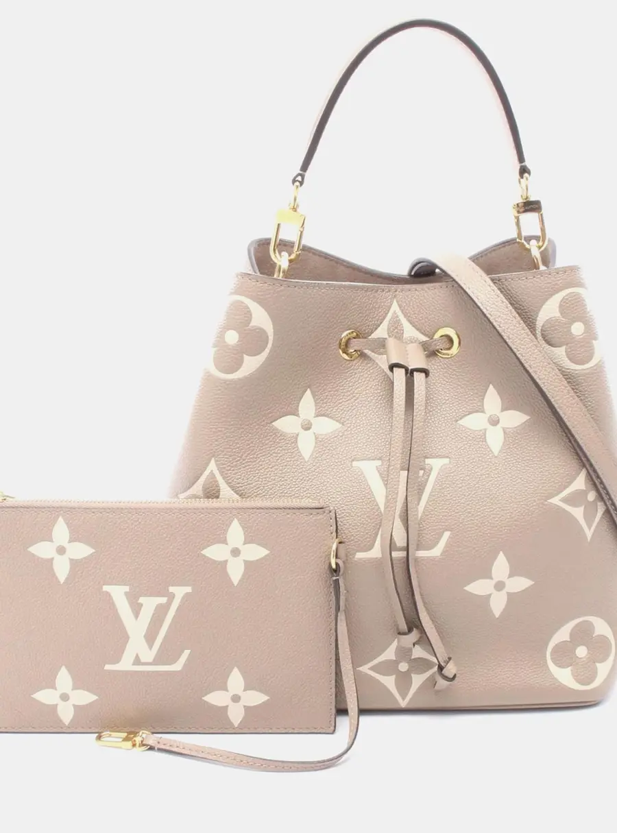 Louis Vuitton NeoNoe MM Bicolor Beige Monogram Empreinte Leather Bucket Bag