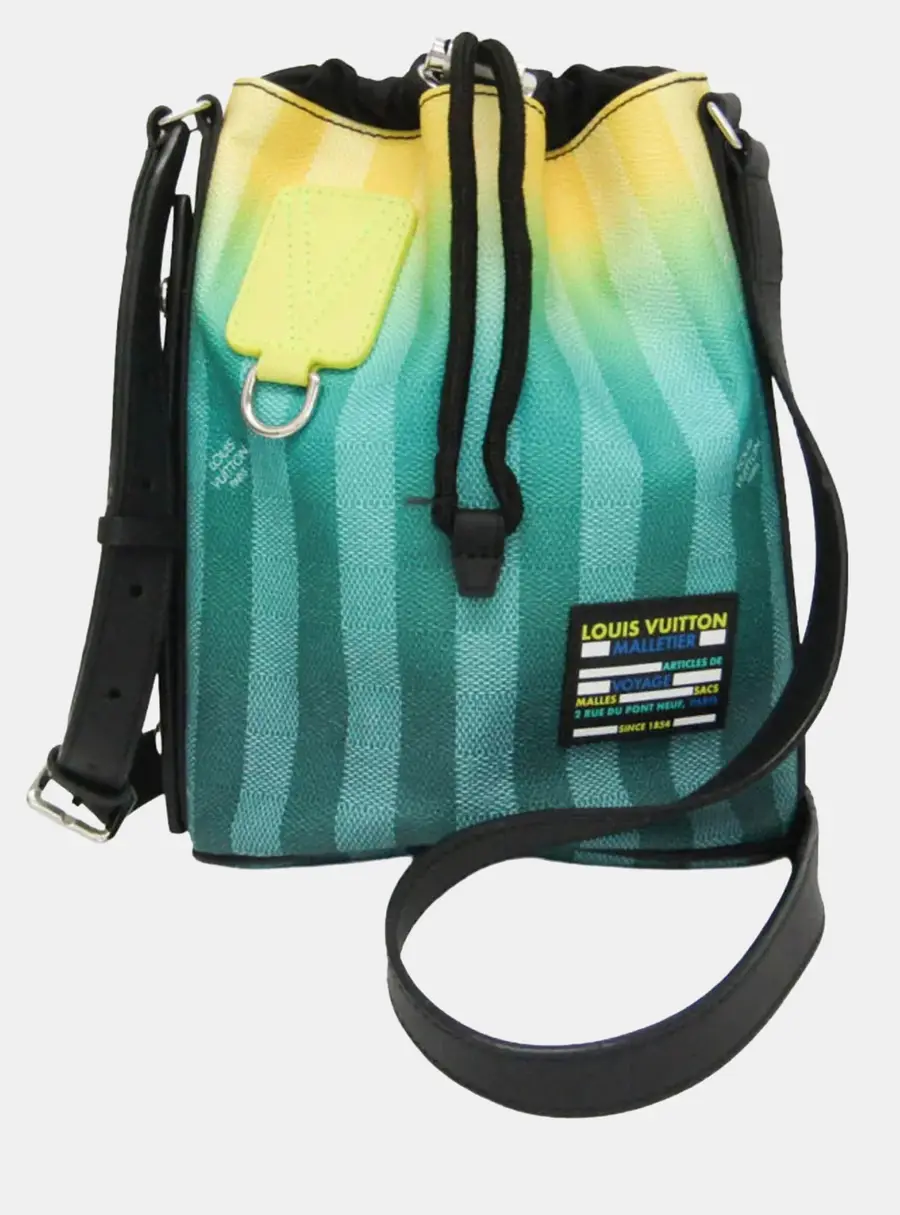 Louis Vuitton Damier Stripes Sac Marin BB Green Yellow Coated Canvas Crossbody Bag
