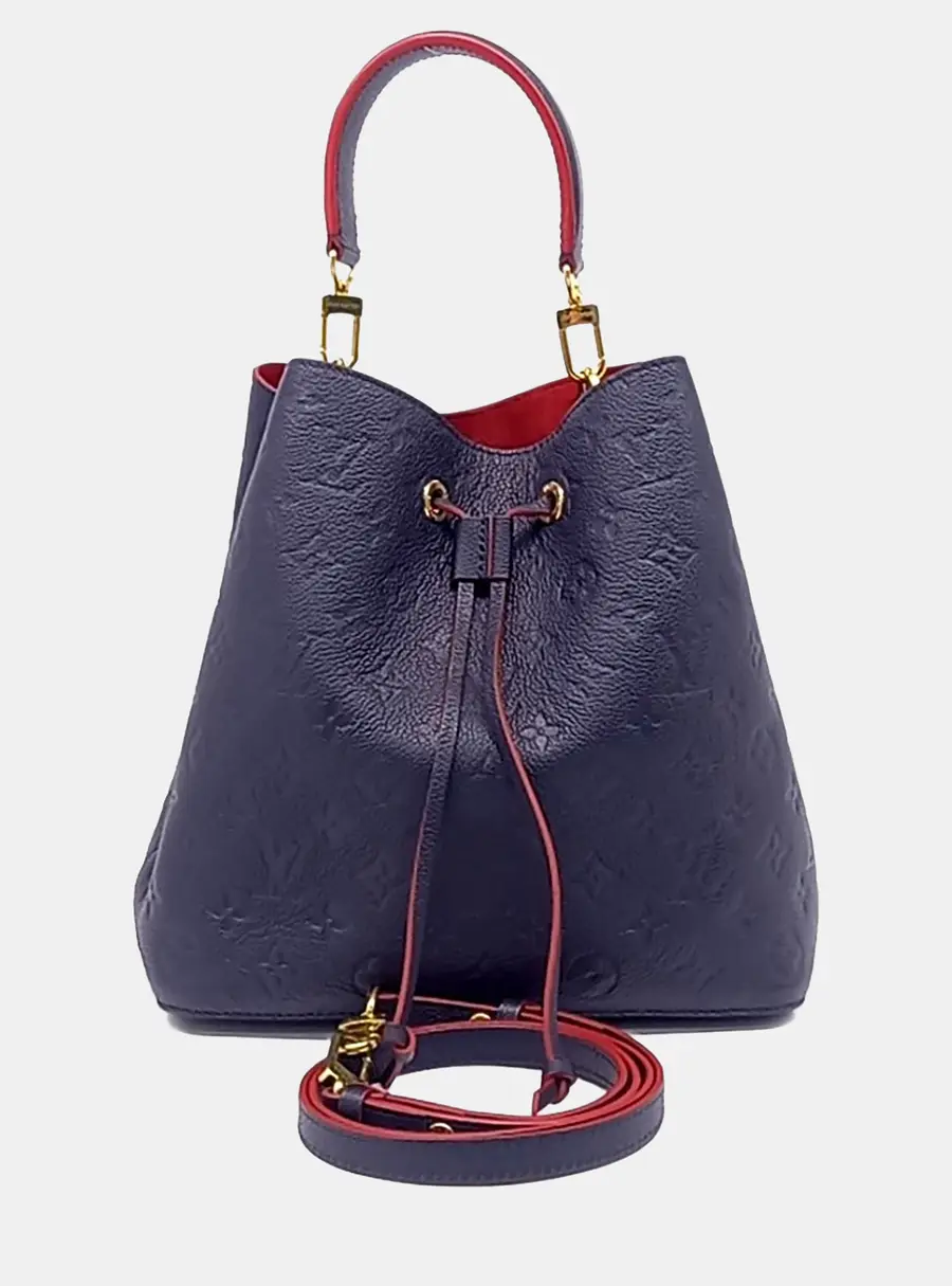 Louis Vuitton NeoNoe MM Navy Blue Monogram Empreinte Leather Bucket Bag