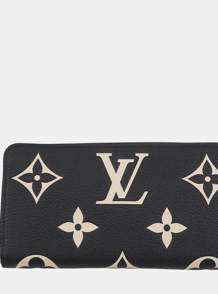 Louis Vuitton Zippy Black Beige Bicolor Monogram Empreinte Leather Wallet Bag