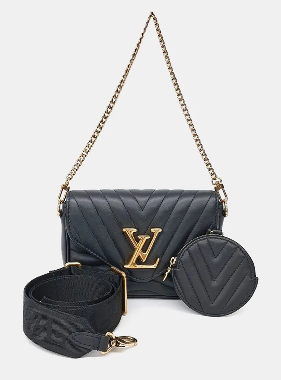 Louis Vuitton Black Leather New Wave Multi Pochette