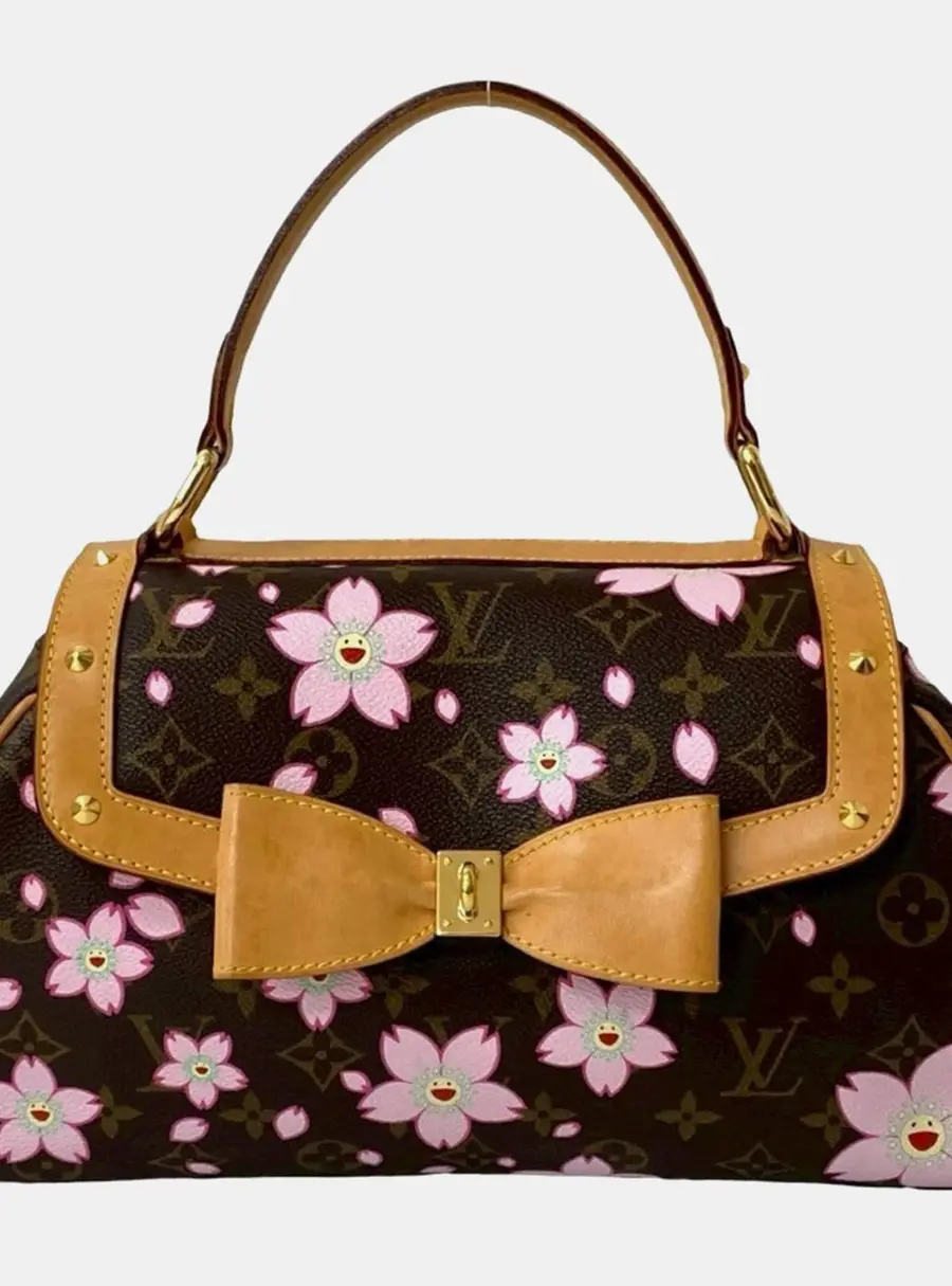 Louis Vuitton Sac Retro PM Monogram Cherry Blossom Brown Canvas Vachetta Leather Top Handle Bag