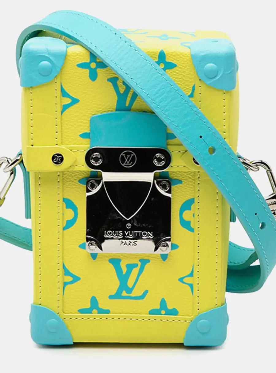 Louis Vuitton Vertical Trunk Wearable Wallet Yellow Blue Leather Crossbody Bag