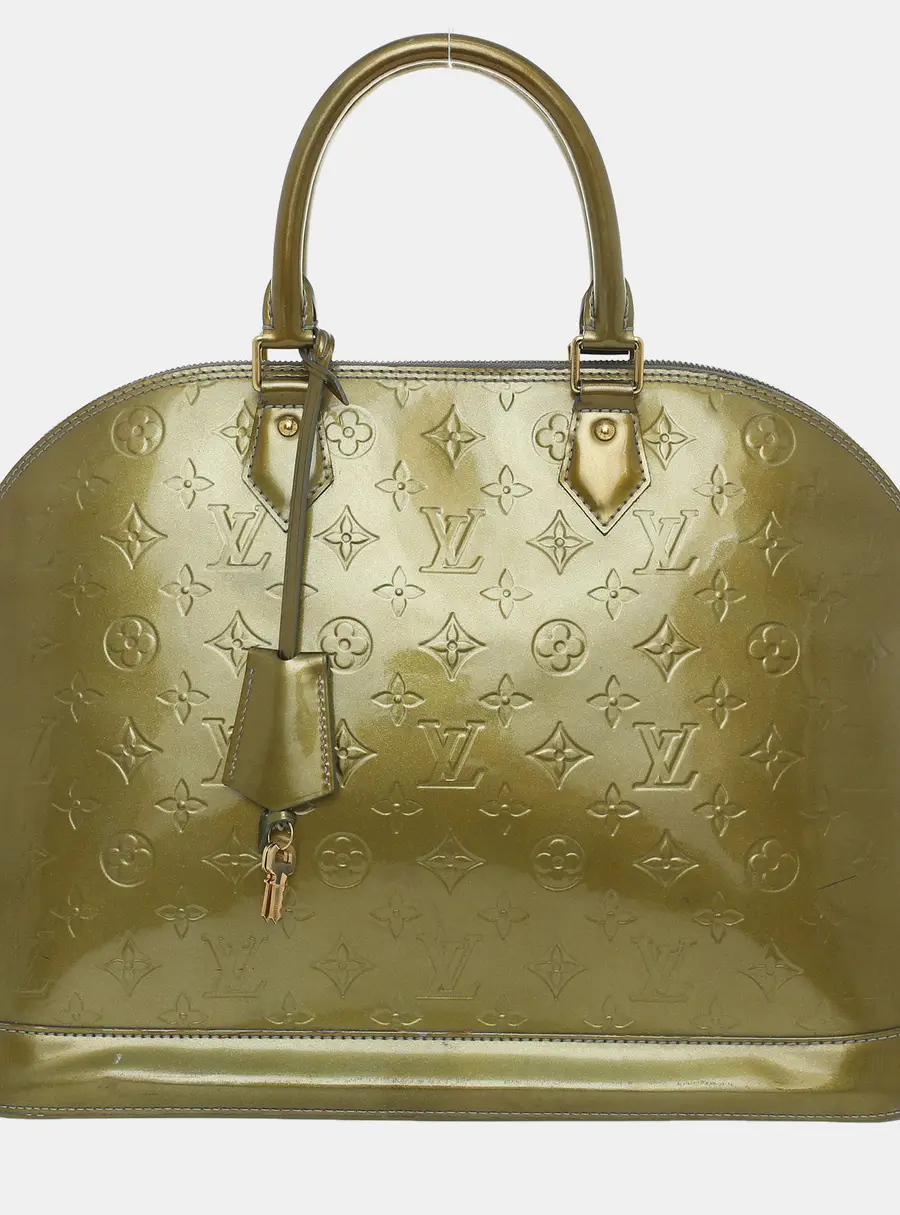 Louis Vuitton Alma GM Olive Monogram Vernis Patent Leather Top Handle Bag