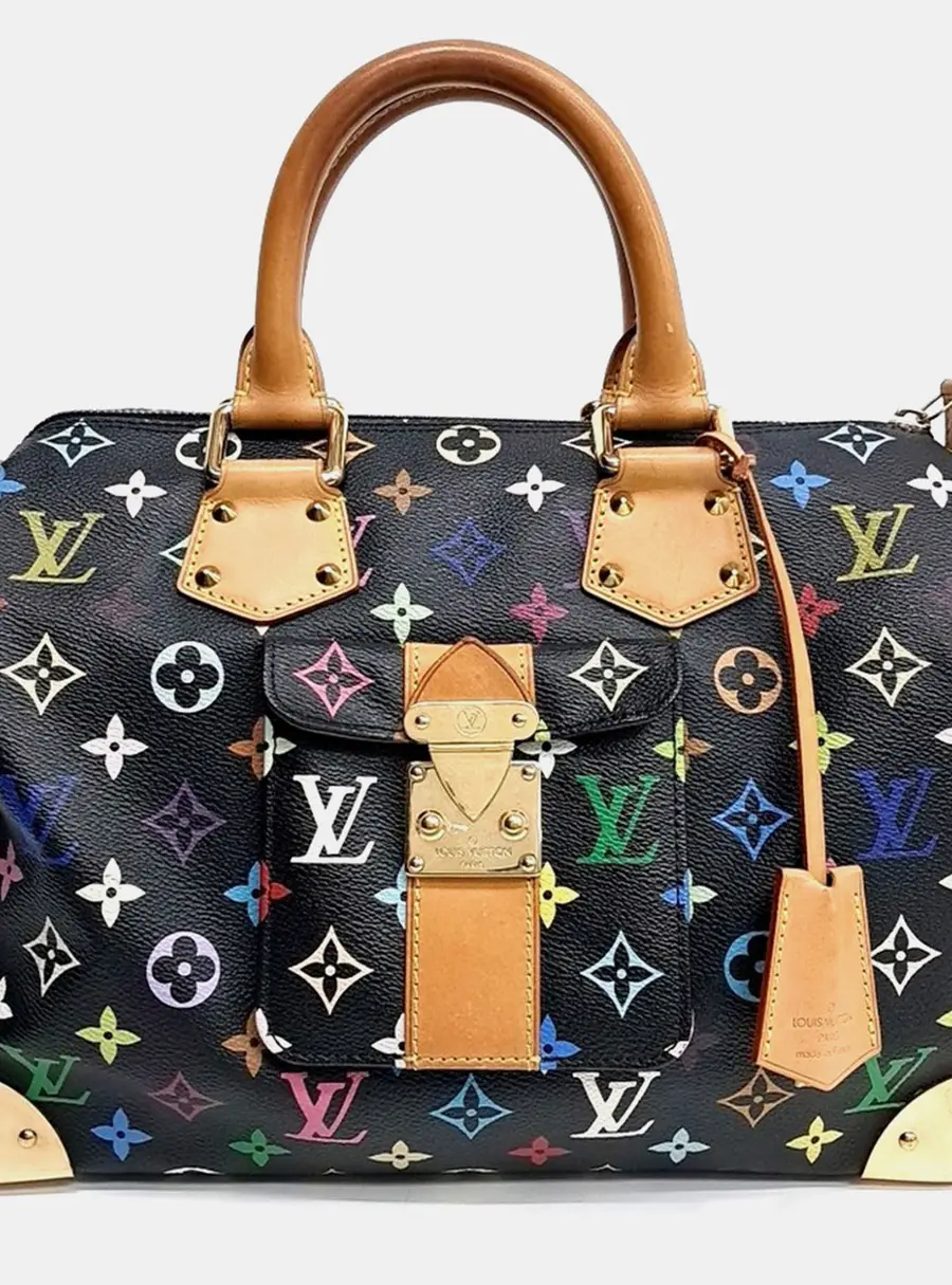 Louis Vuitton Multi Speedy 30 Black Multicolor Canvas Top Handle Bag