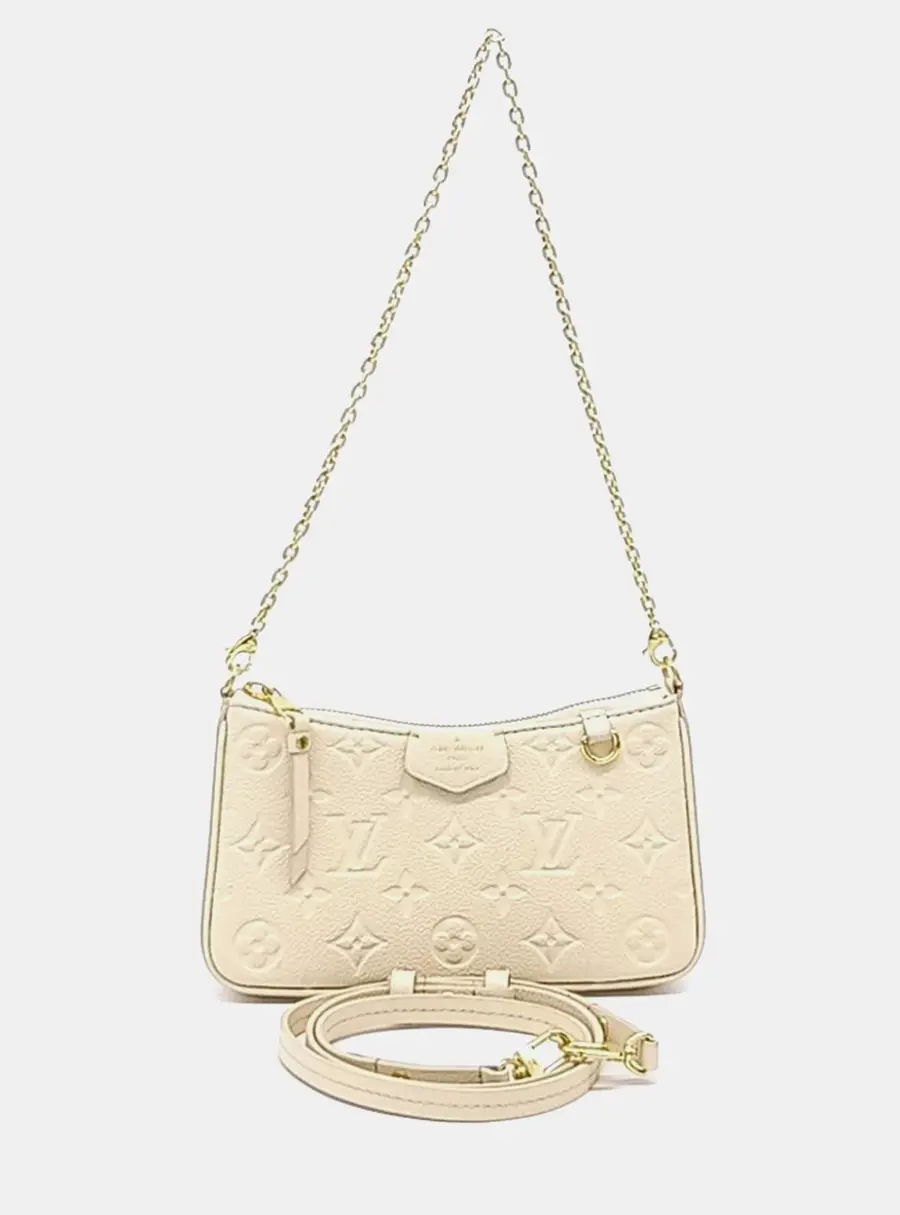Louis Vuitton Easy Pouch On Strap Cream Empreinte Leather Pouch Bag
