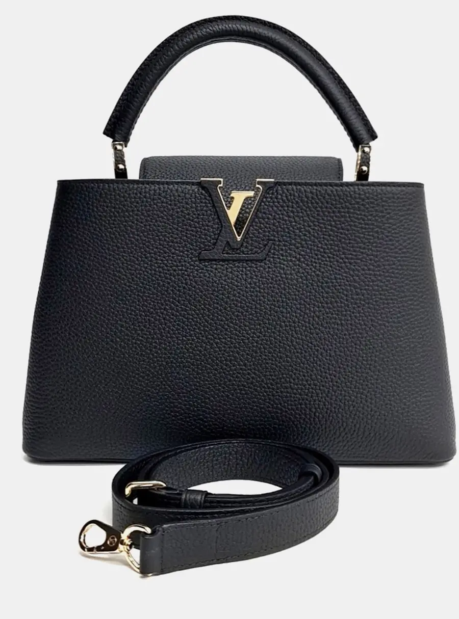 Louis Vuitton Capucines MM Black Taurillon Leather Top Handle Bag