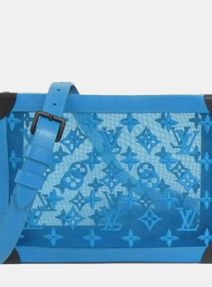 Louis Vuitton Soft Trunk Monogram Mesh Turquoise Nylon Leather Shoulder Bag