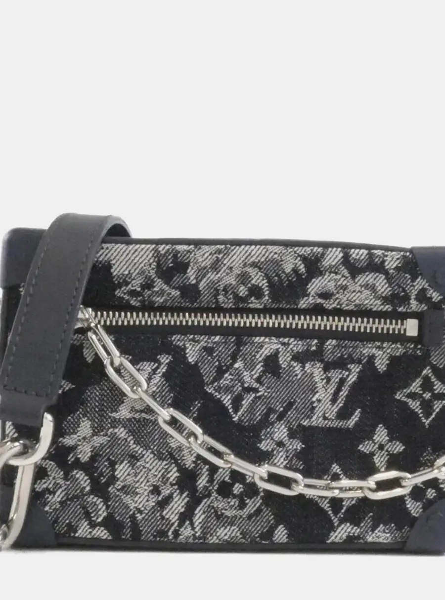 Louis Vuitton Mini Soft Trunk Monogram Tapestry Canvas Navy Blue Shoulder Bag