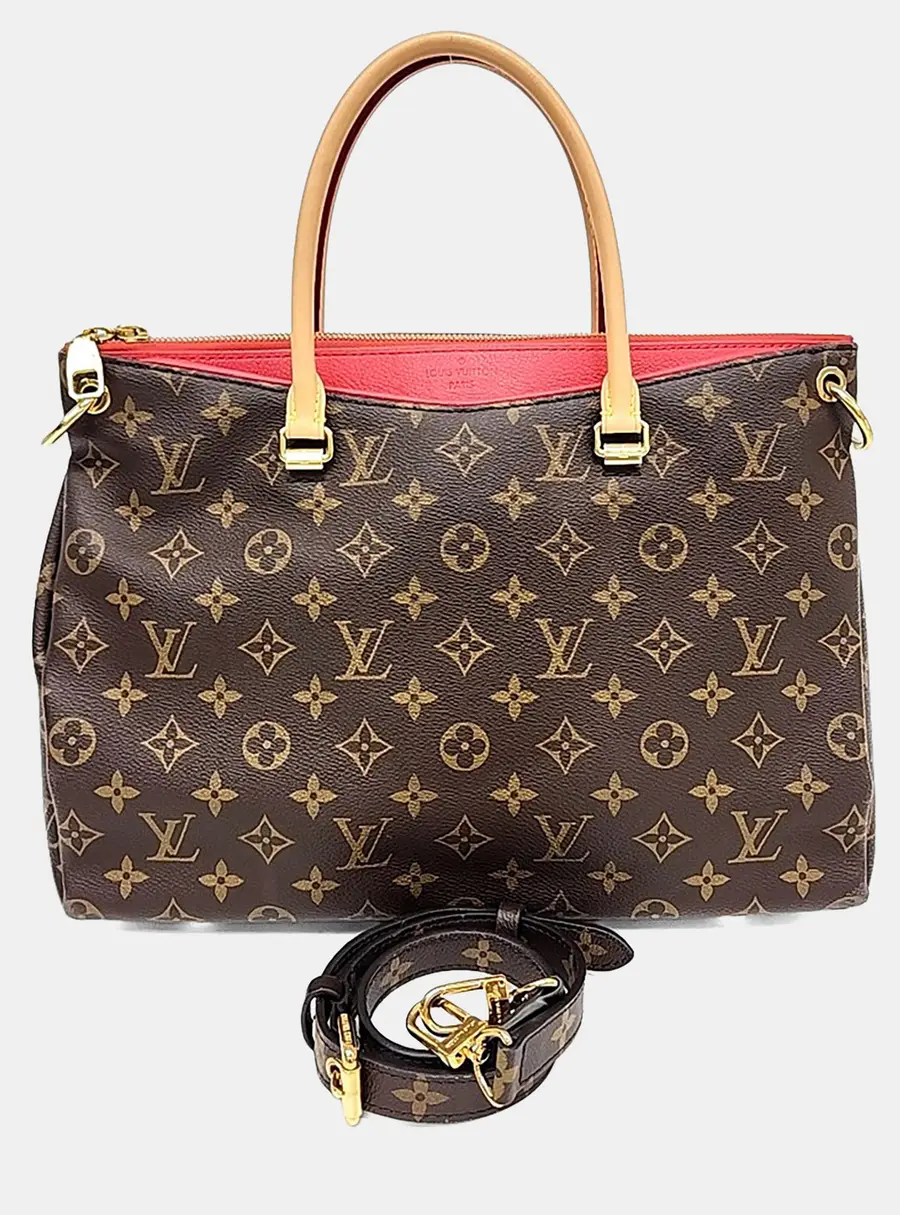 Louis Vuitton Palace MM Monogram Canvas Red Monogram Canvas and Leather Top Handle Bag