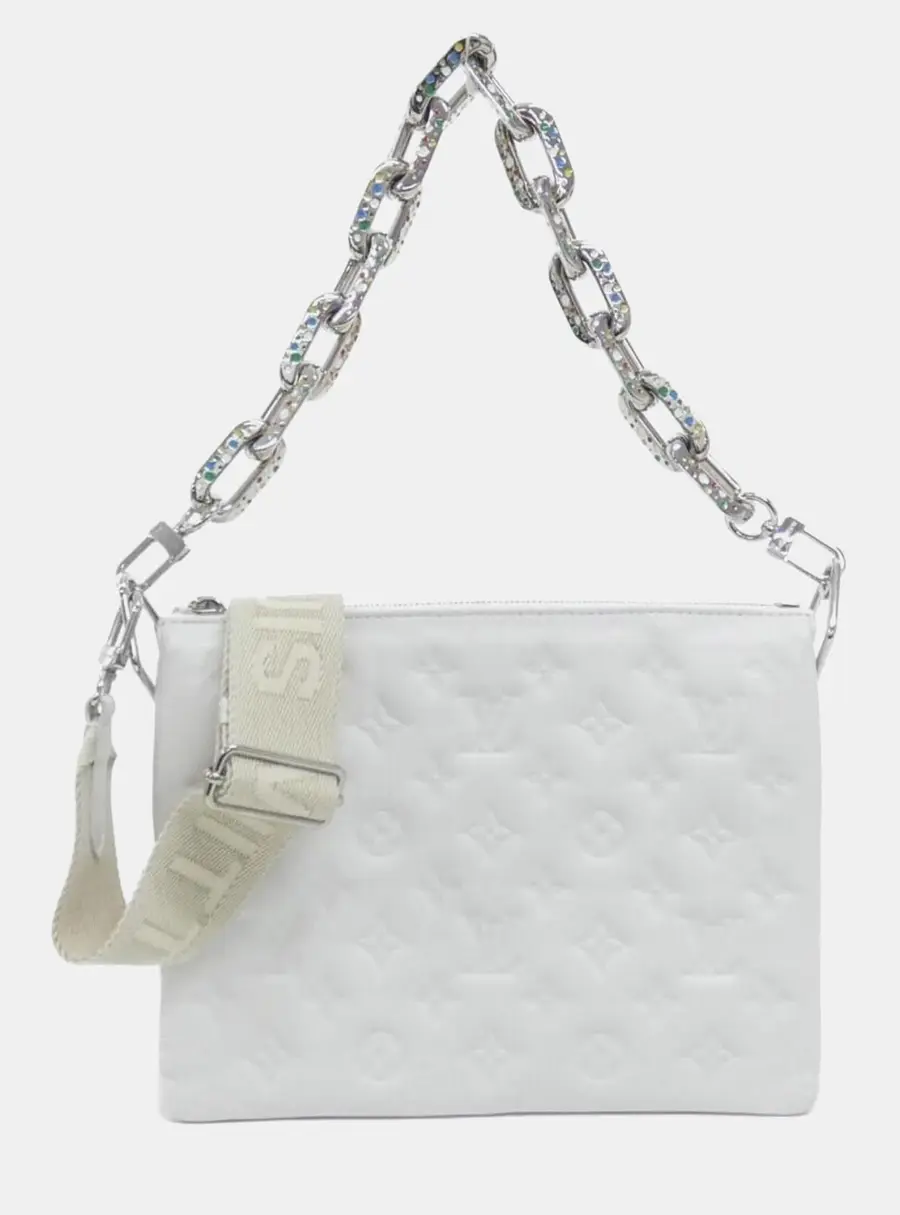 Louis Vuitton x Yayoi Kusama Coussin PM White Monogram Embossed Puffy Shoulder Bag