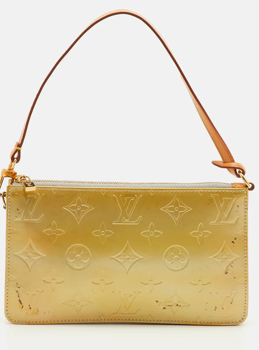 Louis Vuitton Lexington Pochette Lime Monogram Vernis Leather Clutch