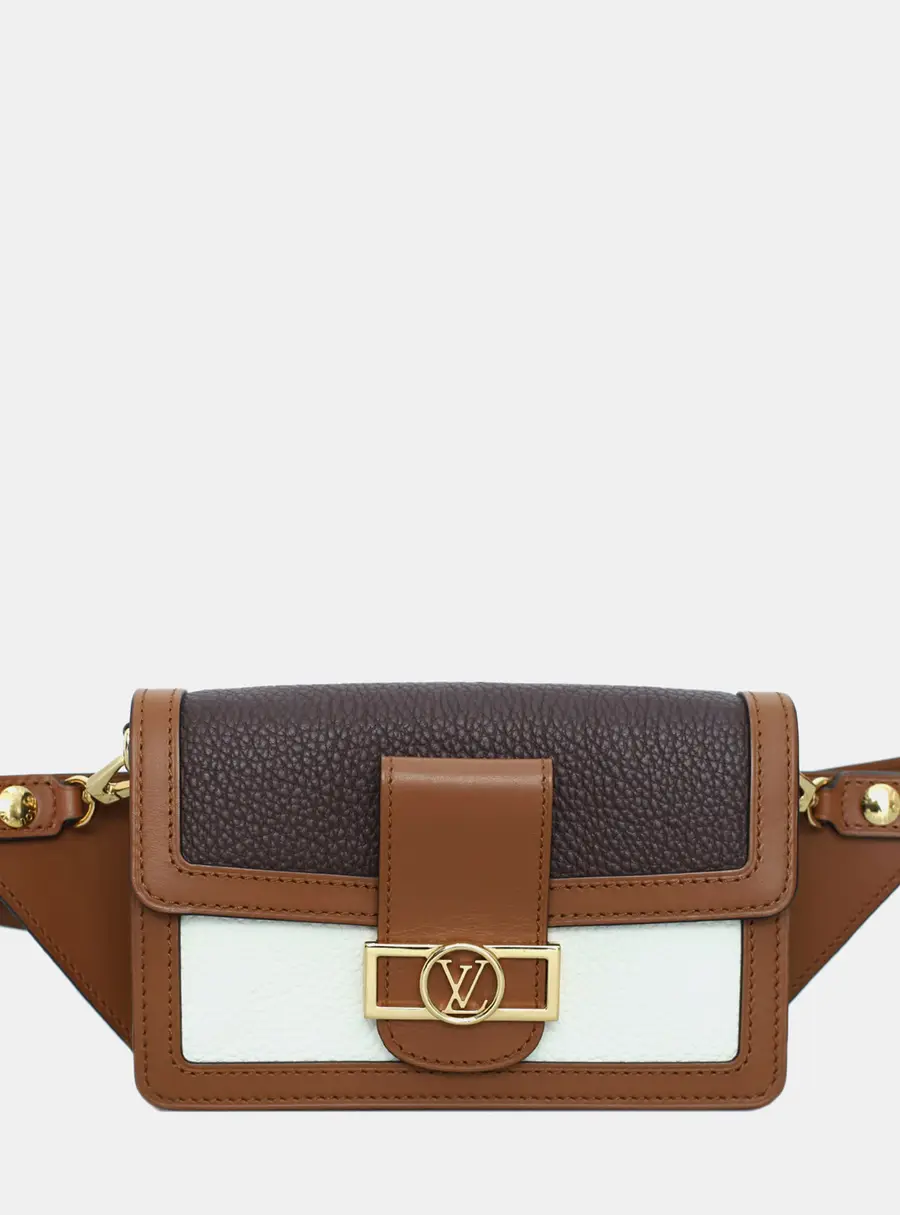 Louis Vuitton Dauphine Mini Brown White Textured Leather Belt Bag